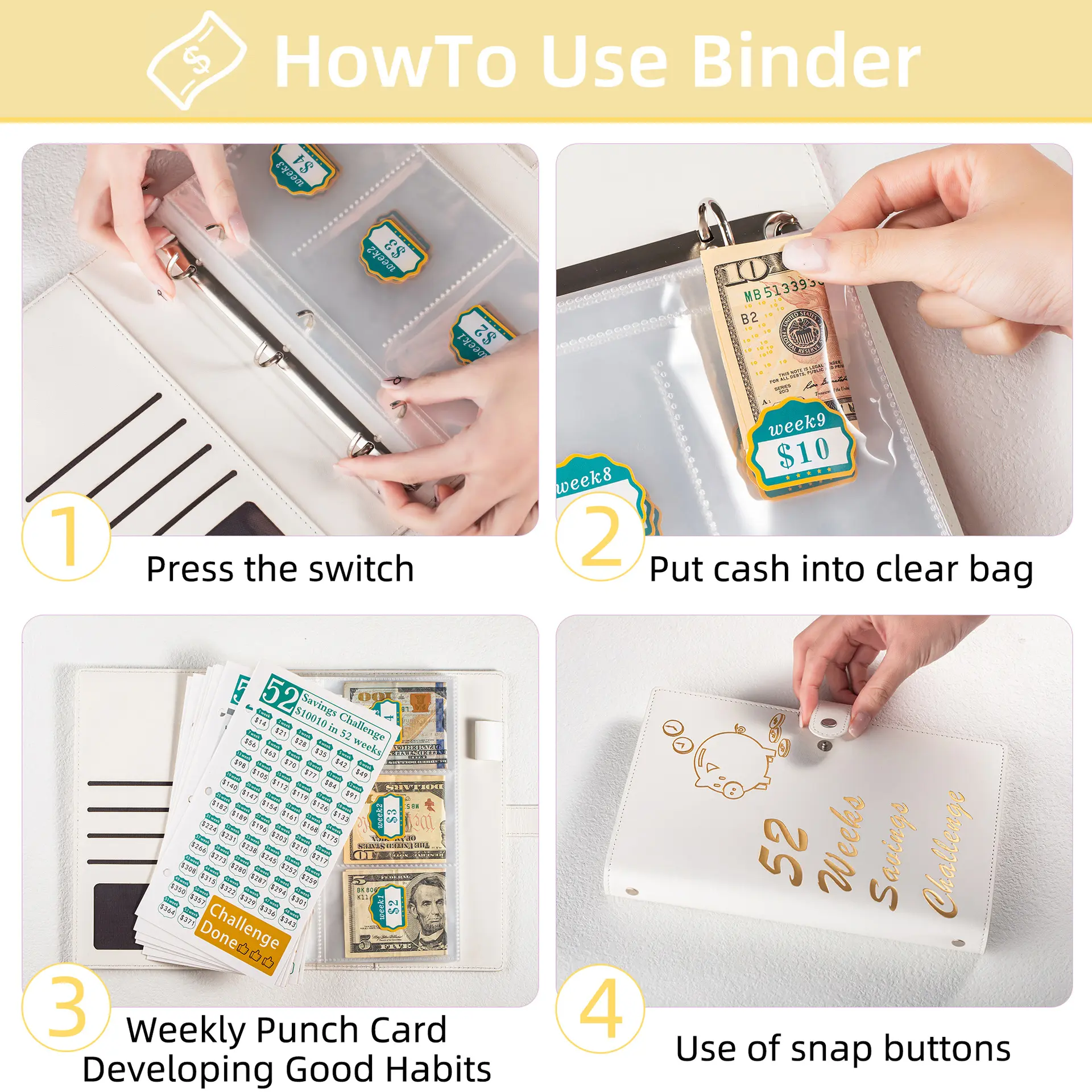 52weeashallen笔记本52周挑战存钱现金储蓄本活页本