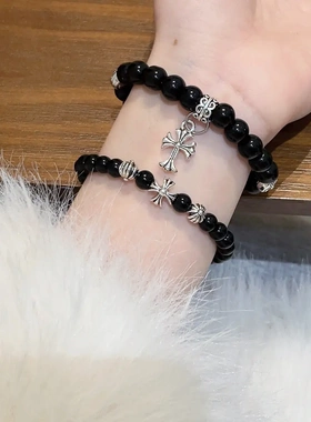 石十字架串珠手链高级感百搭弹力绳手串新中式小众个性手饰品