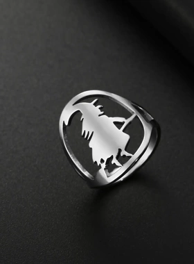 电商饰品个性风潮ins风切割不锈钢巫婆戒指男女指环