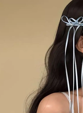 2025【芭蕾buff】韩系甜美风发夹蓝色结侧边夹发饰