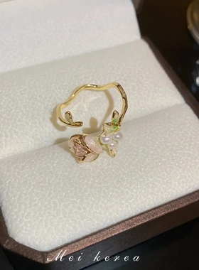 同款锆石结爱心几何开口戒指网红轻奢时尚食指戒新款手饰