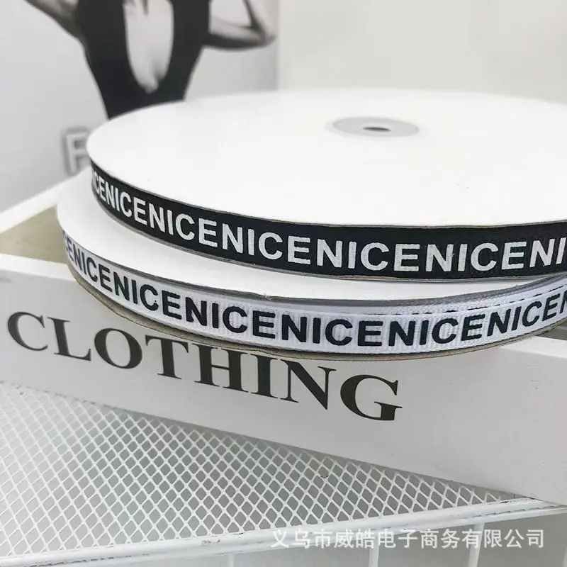 1m 英文字母带nie织带时尚服饰织带衣服鞋帽装饰带罗纹印刷丝带