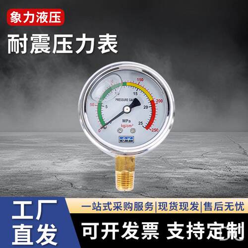 液压油压不锈钢耐震防震径向/轴向压力表YN60油压水压气压表
