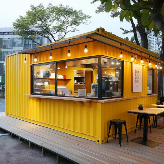 loft餐厅移动商铺烘焙店奶茶店一桌二椅组合咖啡厅休闲洽谈集装箱
