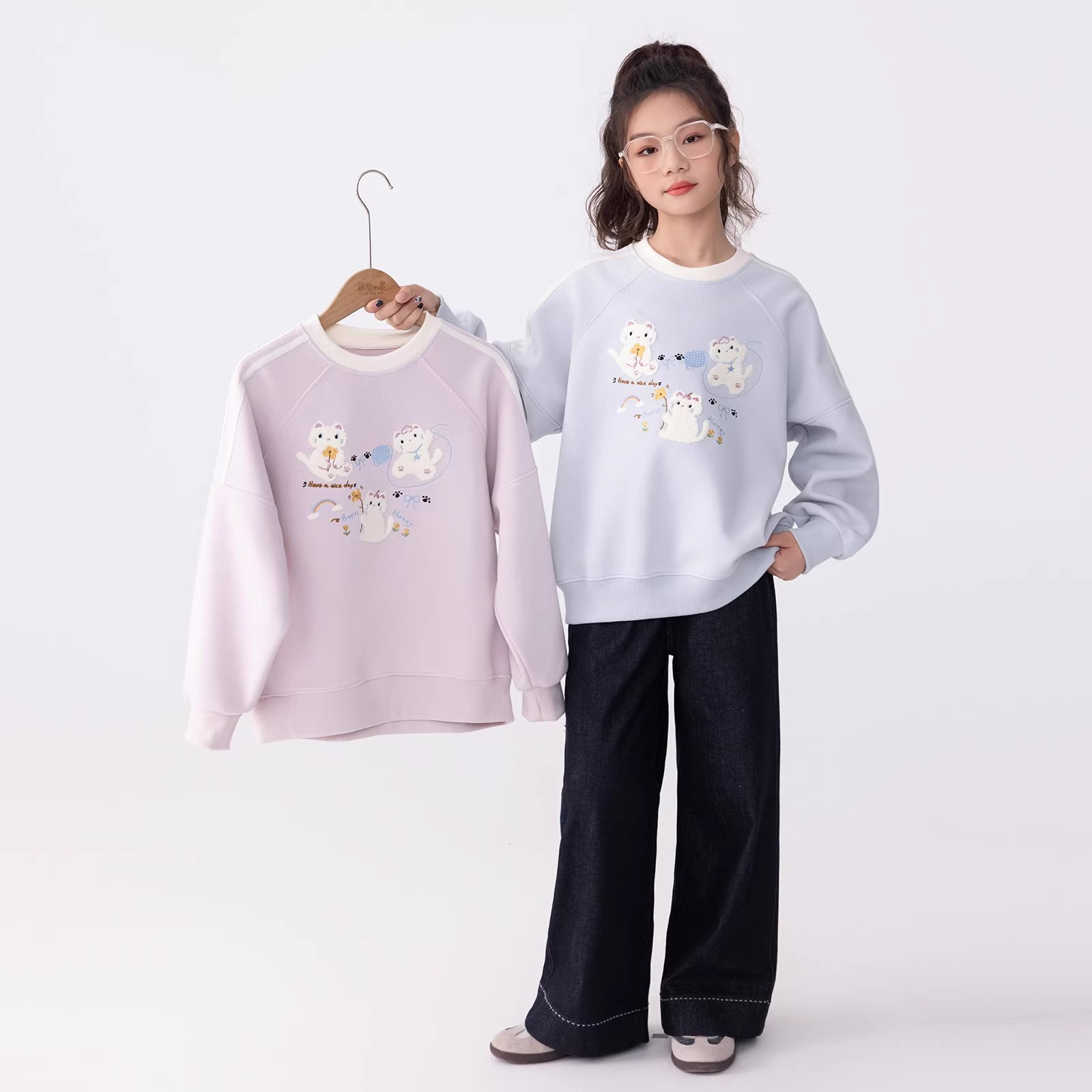 女童打底衫初秋2025新款初中生女孩超好看长袖上衣女大童秋季卫衣