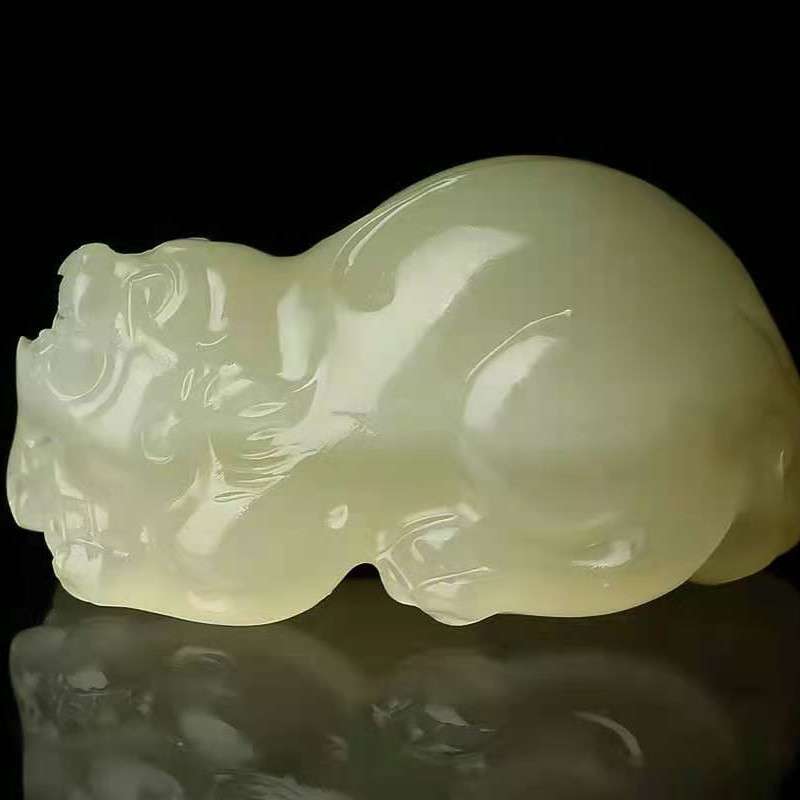 冰种阿富汗玉龙柱手把件男士貔貅 白菜青白玉手玩件把玩件