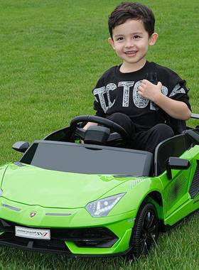 新品儿童电动汽车双驱充电单人可坐遥控玩具跑车兰博摇摆男女孩