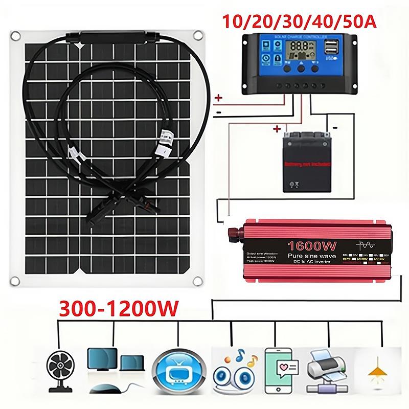 户外太阳能小系统全套非洲家用光伏100W300W500W户外应急发电设备