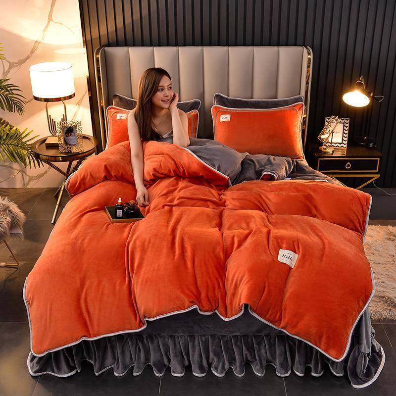 CB#纯色珊瑚牛奶金貂绒四件套法莱绒床裙单家用1.5m1.8m2m床用床,特色手工艺,其他特色工艺品,淘宝优惠券,粉丝福利购,淘宝优惠卷