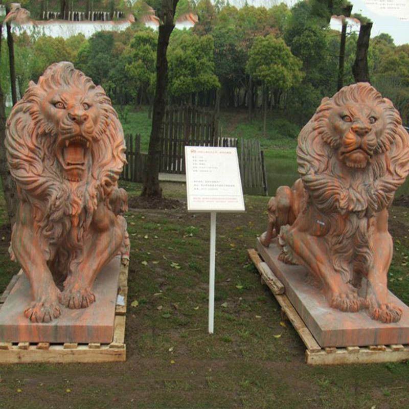 石雕晚霞红石狮子动物大门两侧门口景观园林景观装饰雕塑摆件,特色手工艺,其他特色工艺品,淘宝优惠券,粉丝福利购,淘宝优惠卷