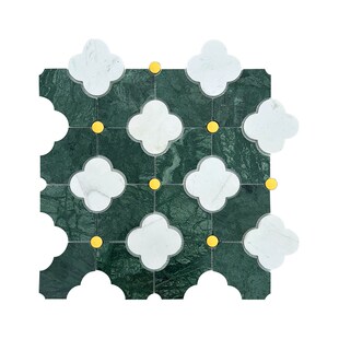 华欣硕东南亚石材大花绿云朵马赛克背景墙绿色大理石民宿阳台地砖