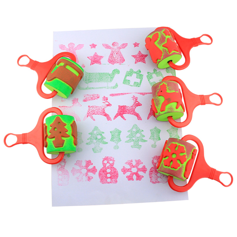 幼儿园儿童绘画海绵滚轮刷 大号涂鸦EVA滚筒印章 手工DIY美劳工具