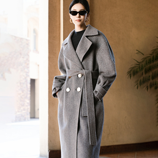 YOLLA 外套25款 长款 高级感气质修身 双面呢进口羊毛大衣冬季