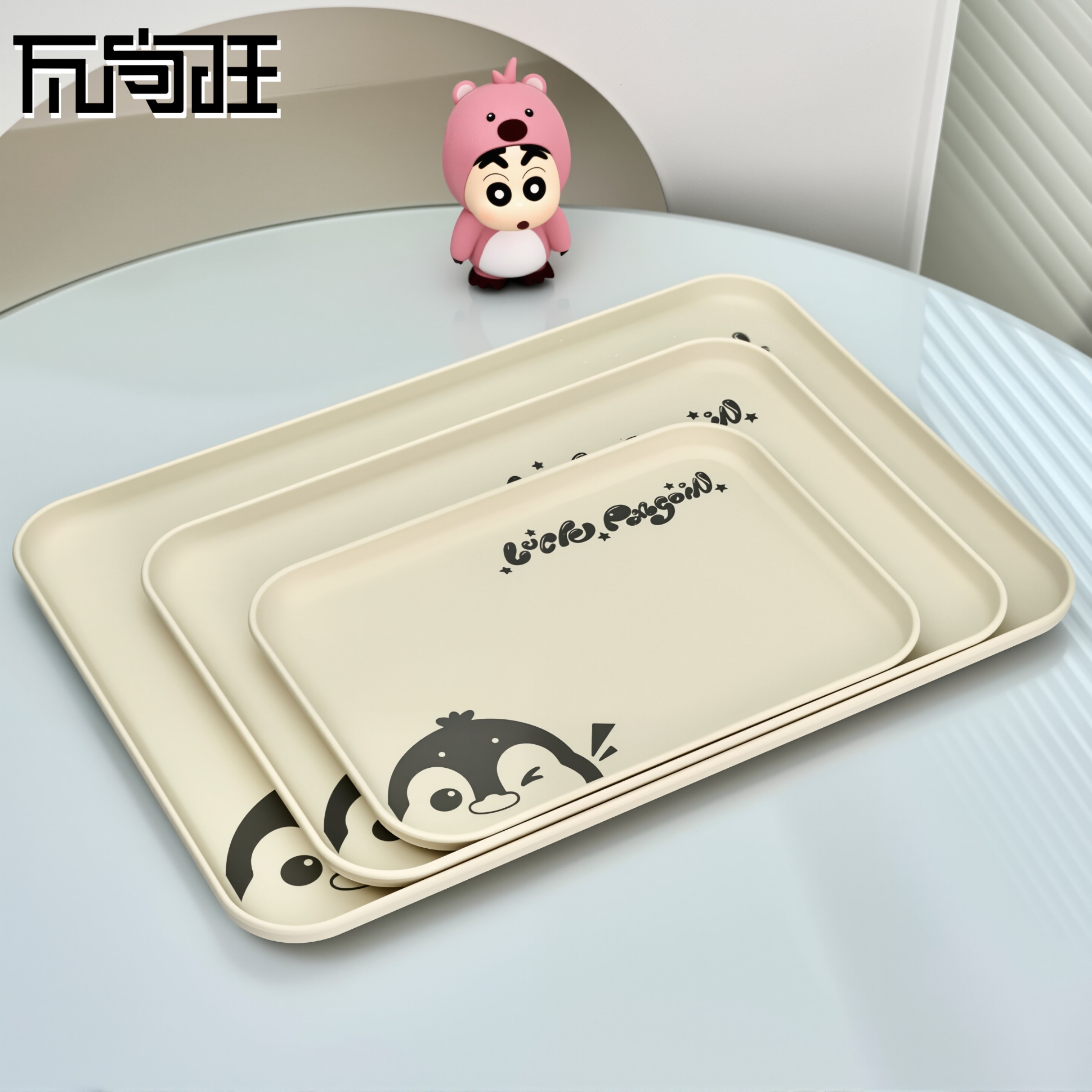 瓦尚旺烘焙塑料托盘快餐托盘长方形托盘眨眼企鹅款餐用托盘烧烤盘,餐饮具,餐用托盘,淘宝优惠券,粉丝福利购,淘宝优惠卷