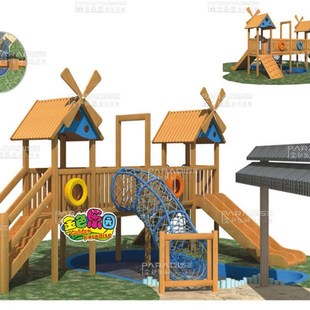 AOT-6017木质组合滑梯/大型儿童户外木质滑梯/游乐设备厂家