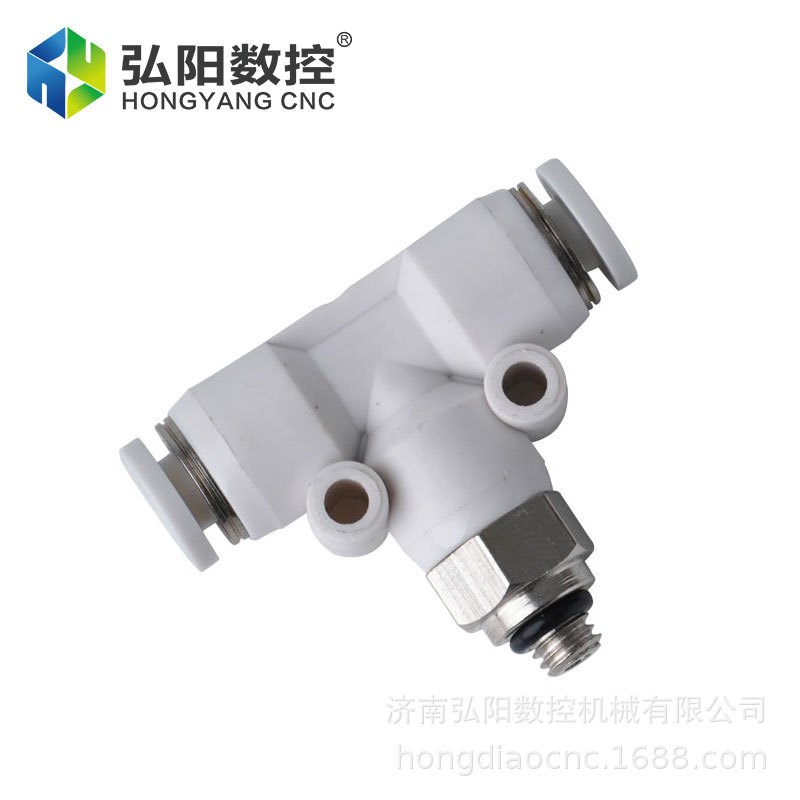 气动快插接头气管外螺纹T型三通快速接头PB4-M5/PB6-01空压机配件