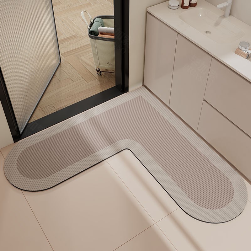 卫生间地垫l型浴室门口吸水脚垫硅藻泥地毯洗手间转角防滑地铺垫