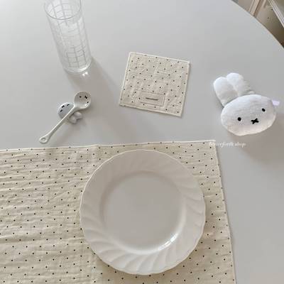 henceforth纯棉纱布波点餐巾桌垫方形杯垫双层柔软吸水盖布ins风