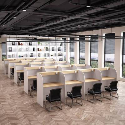 自习室学习桌电脑桌椅组合封闭沉浸式隔断书桌子自修桌学生自习桌