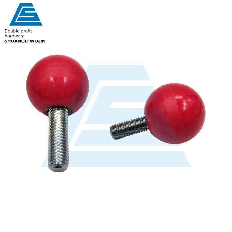 红色304不锈钢螺杆手柄球外螺纹型把手 胶木圆头球型手拧螺丝4568