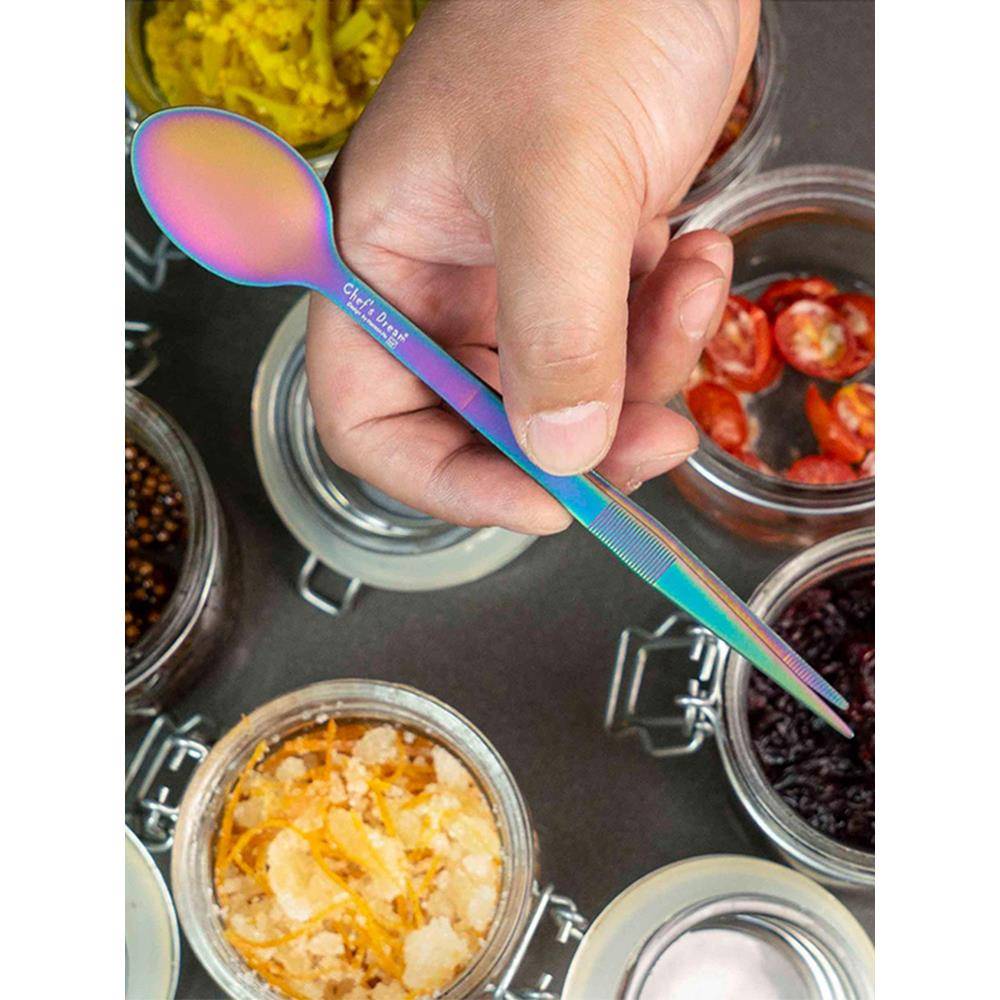 不锈钢摆盘镊子勺分子料理意境菜画盘试菜味勺厨师冷菜造型镊子勺