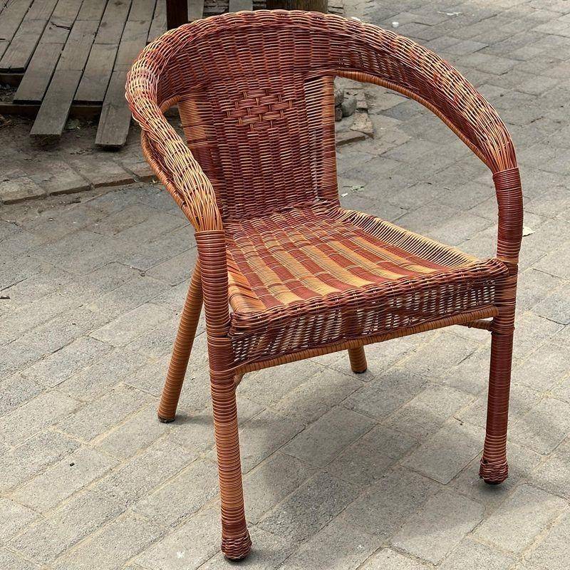 阳台休闲椅子藤椅凳子靠背扶手家用80岁老人椅庭院工厂手工编织椅