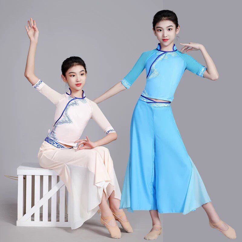 踮步桥儿童古典舞演出服中国风扇子舞蹈服少儿摇篮摇演出服凳子舞