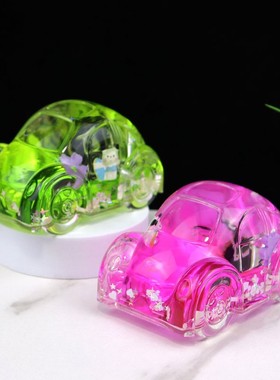 小汽车入油亚克力摆件甲壳虫液体流沙桌面装饰品油漏小朋友礼物