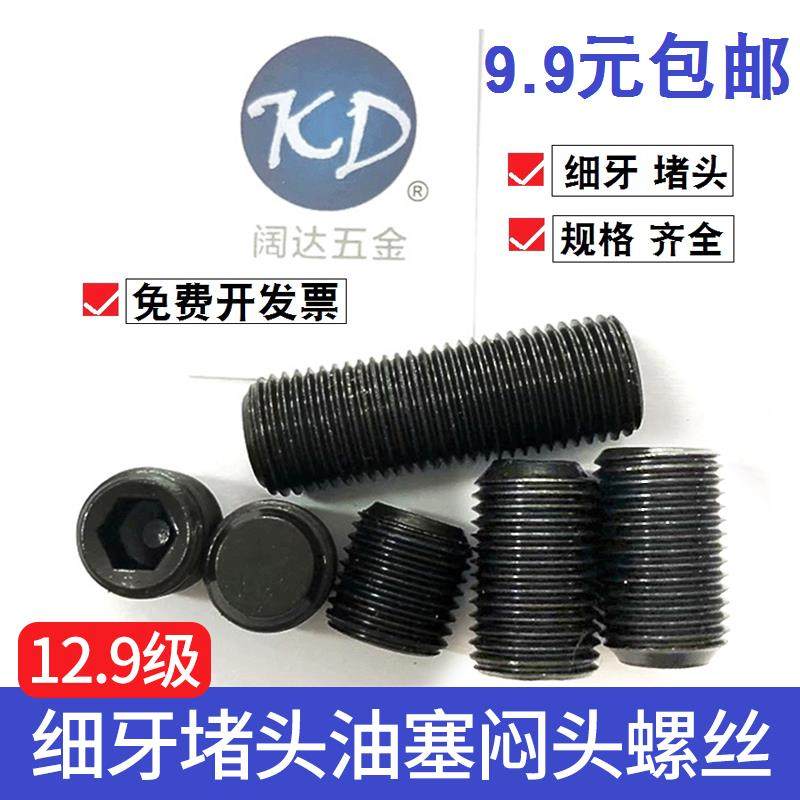 细牙细丝12.9级无头内六角紧定螺丝闷头阻流塞M5M6M8M10M12M16-M2