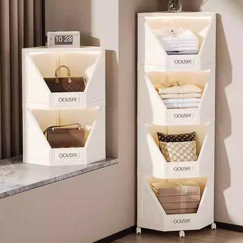 47cm可折叠儿童斗柜三角形转角柜拐角墙角收纳柜箱厨房零食置物架