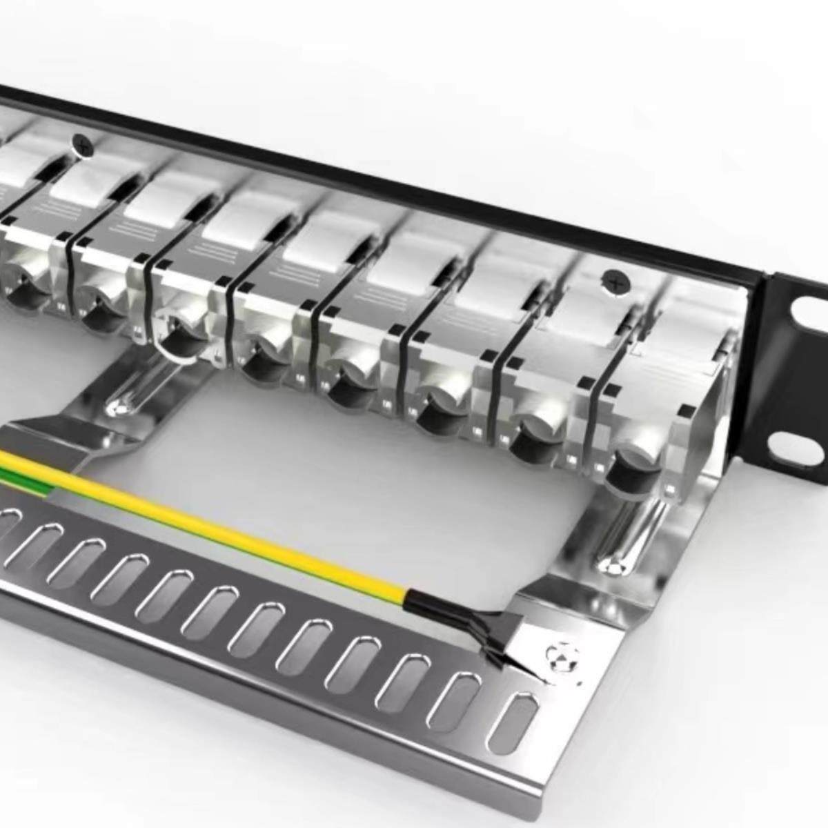 类别6超级24端口网络屏蔽免模块布线架类别7屏蔽19英寸布线架后端线缆管理