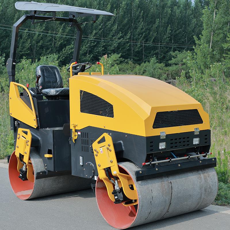 双钢轮小型压路机厂家手扶单轮压路机3吨4吨座驾式振动压路机