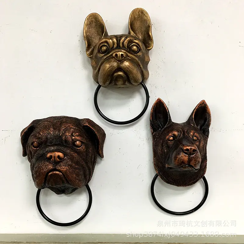热款动物头门环家居室内蝙蝠腊肠狼狗英法斗犬墙面装饰工艺品