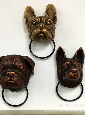 热款动物头门环家居室内蝙蝠腊肠狼狗英法斗犬墙面装饰工艺品