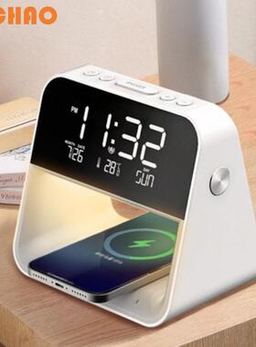 多功能卧室触控床头灯led三合一无线充小夜灯15w家用带时钟闹钟