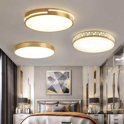 超薄全铜led吸顶灯北欧卧室灯家用小客厅灯圆形房间灯具现代简约