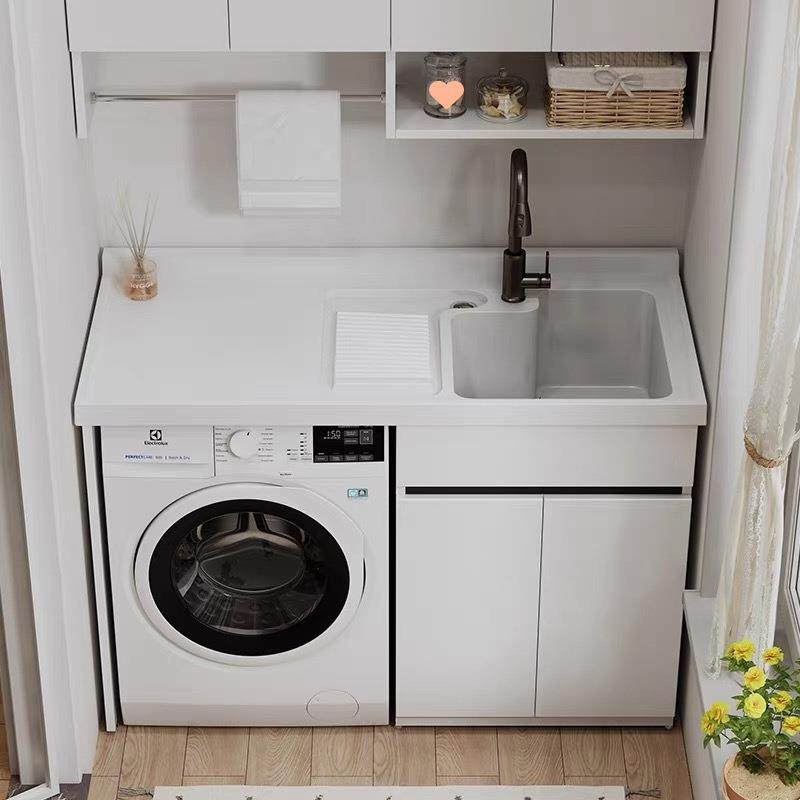 洗衣机柜一体阳台蜂窝铝洗衣池台盆带搓板伴侣滚筒洗衣柜组合