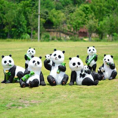 户外仿真毛感熊猫庭院装饰花园幼儿园林景观公园草坪雕塑动物摆件