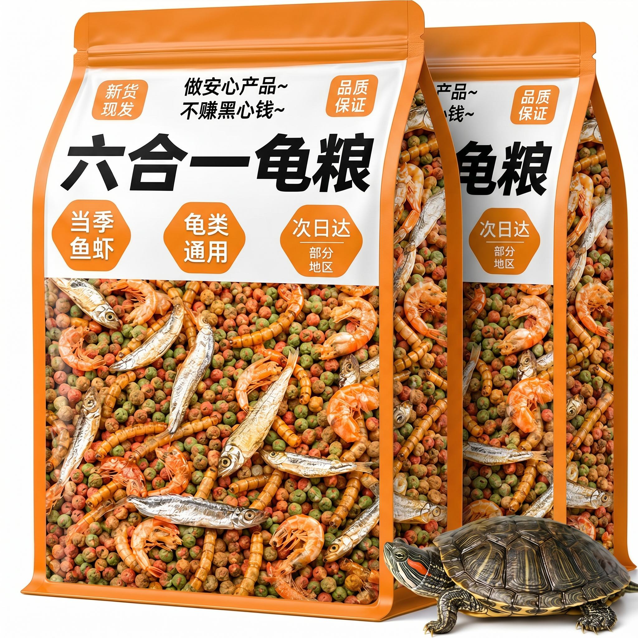 六合一龟粮食乌龟饲料小鱼虾面包虫干巴西龟中华草龟鳄龟通用