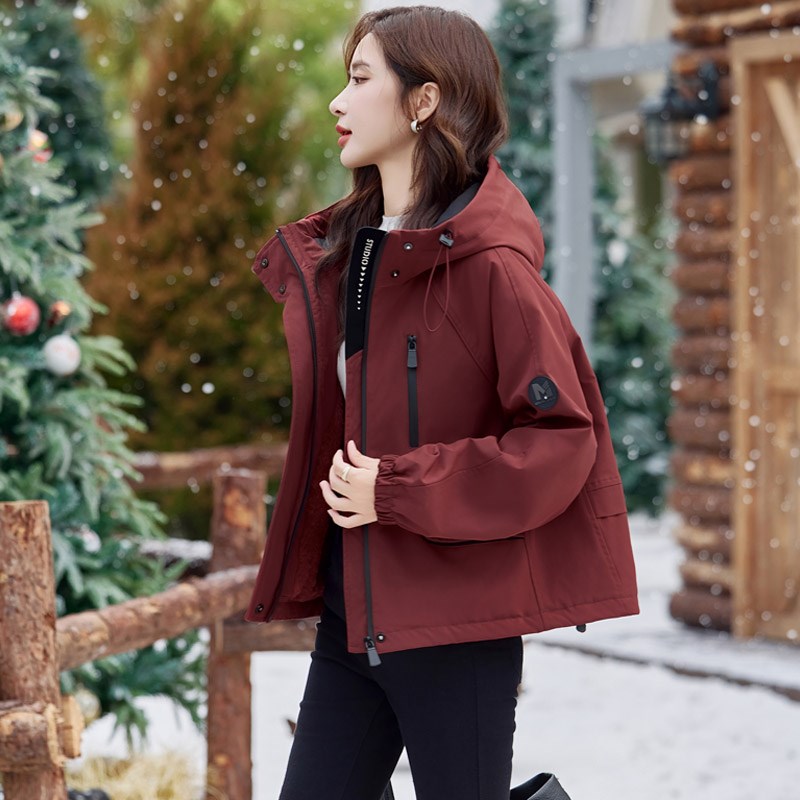 小个子派克棉服女2024冬季新款宽松休闲连帽短款棉衣加绒加厚外套