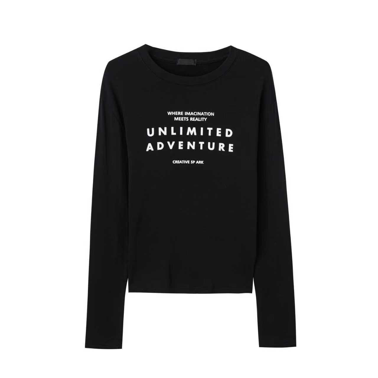 【清仓狂欢】印花植绒长袖T恤女秋冬百搭宽松休闲上衣922#