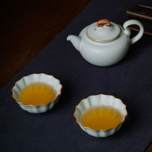 手工汝窑茶杯主人杯单杯陶瓷品茗杯茶盏青瓷景德镇汝瓷功夫茶茶具