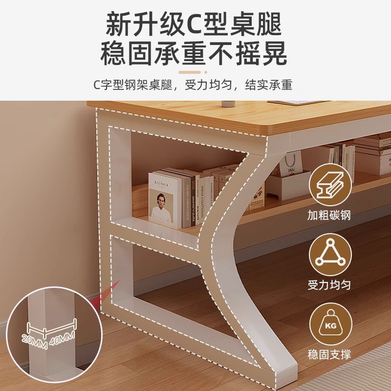 实木电脑桌双人台式长书桌卧室家用学生写字桌简约工作台办公桌子