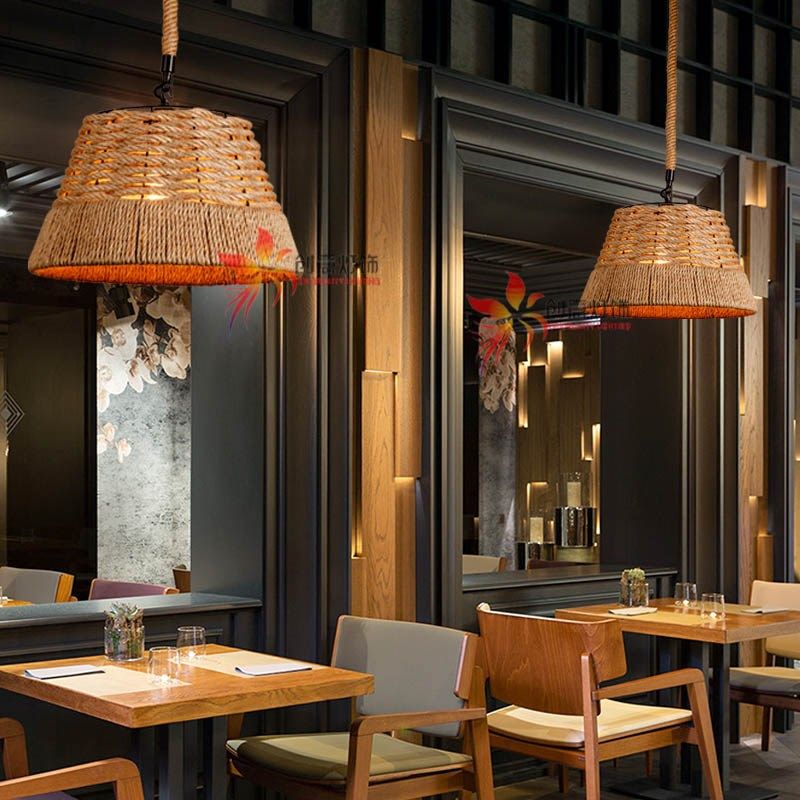 复古麻绳吊灯工业风loft创意个性网咖服装店餐厅怀旧酒吧台吊灯具,家装灯饰光源,客厅吊灯,淘宝优惠券,粉丝福利购,淘宝优惠卷