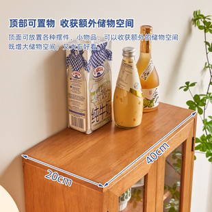 实木桌面收纳柜家用厨房置物架餐边柜台面杯碗架茶具盒储物小柜子