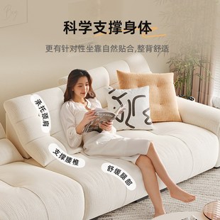 猫抓布艺沙发客厅家用奶油风复古小户型直排棉花糖沙发 法式