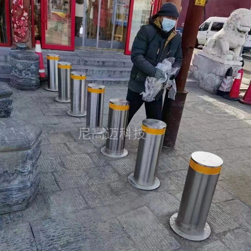 步行街路口安装可电动遥控刷卡控制全自动液压升降防撞柱地柱路障