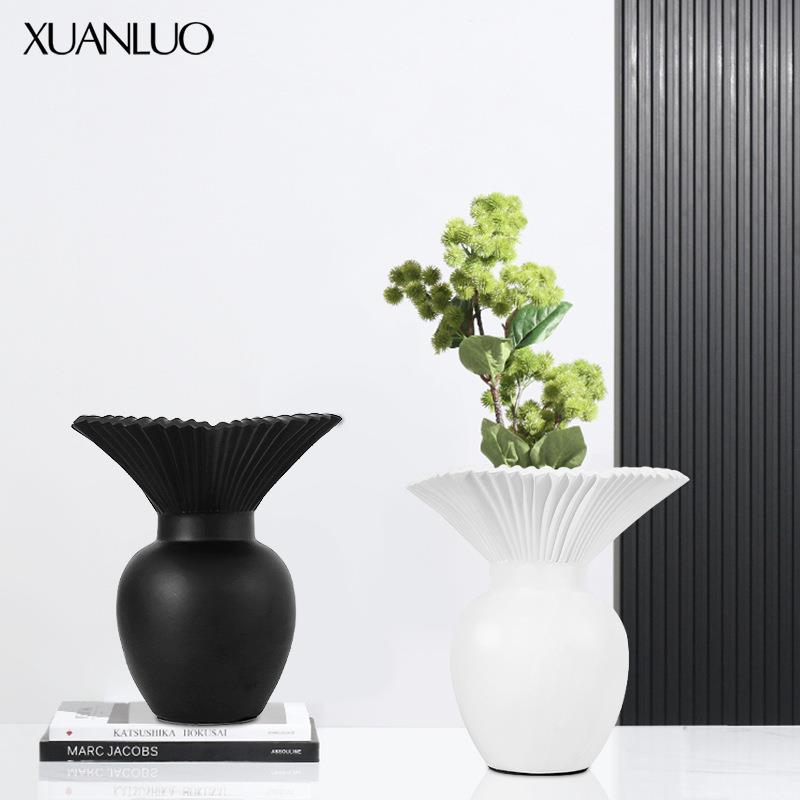 简约现代树脂干花花瓶工艺品欧式轻奢创意家居房间客厅装饰品摆件