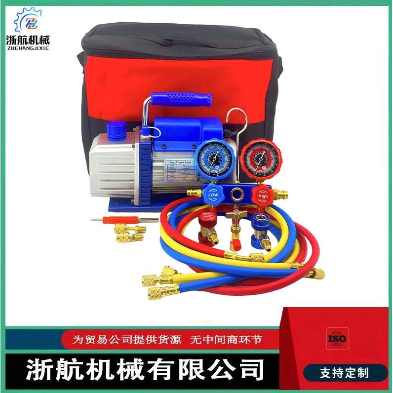 110V 1/3 HP 4CFM单级旋片式真空泵配R134a AC歧管仪表套件