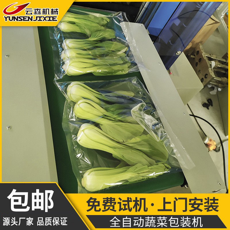 全自动水果蔬菜枕式包装机生鲜果蔬青菜托盘标签打包袋封口机